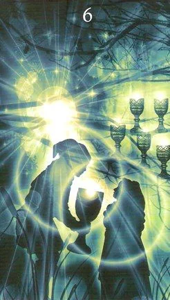 Six of Cups card from the Healing Light Tarot deck