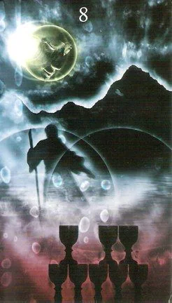 Eight of Cups card from the Healing Light Tarot deck
