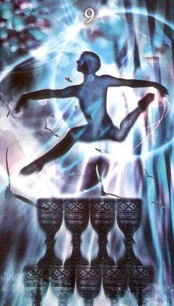 Nine of Cups card from the Healing Light Tarot deck