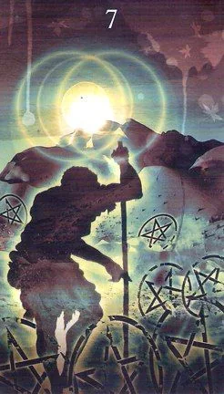 Seven of Pentacles card from the Healing Light Tarot deck
