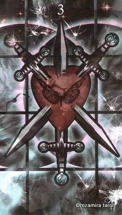 Three of Swords card from the Healing Light Tarot deck