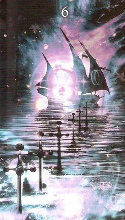 Six of Swords card from the Healing Light Tarot deck