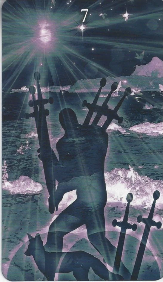 Seven of Swords card from the Healing Light Tarot deck