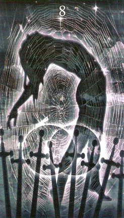 Eight of Swords card from the Healing Light Tarot deck