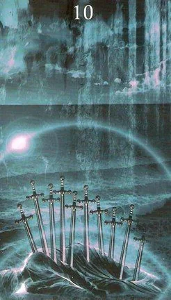 Ten of Swords card from the Healing Light Tarot deck