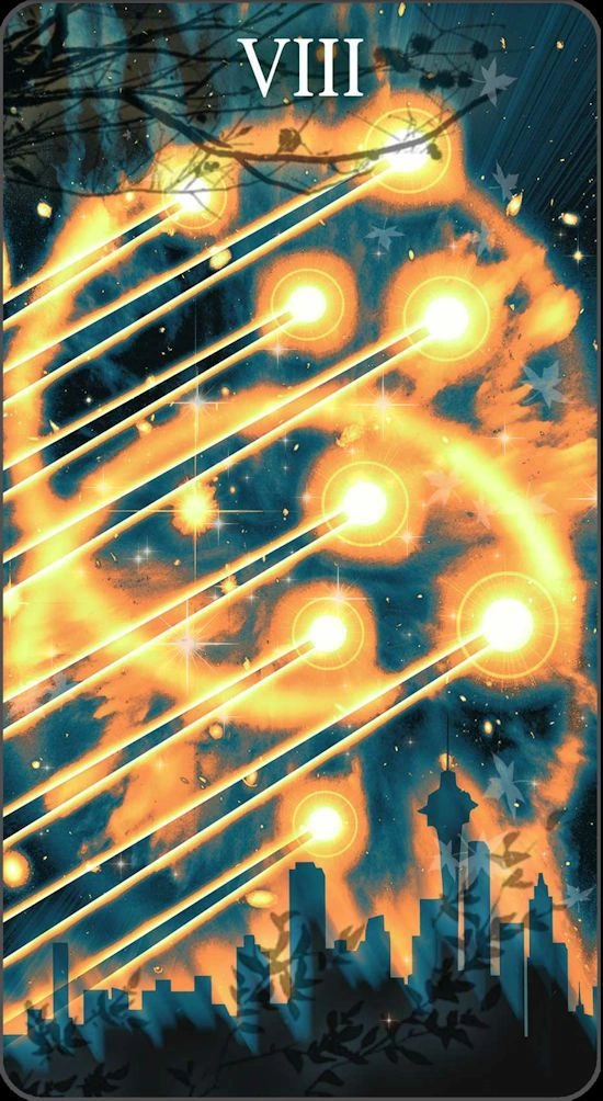 Eight of Wands - Healing Light Tarot - Tarot Deck by Christopher Butler