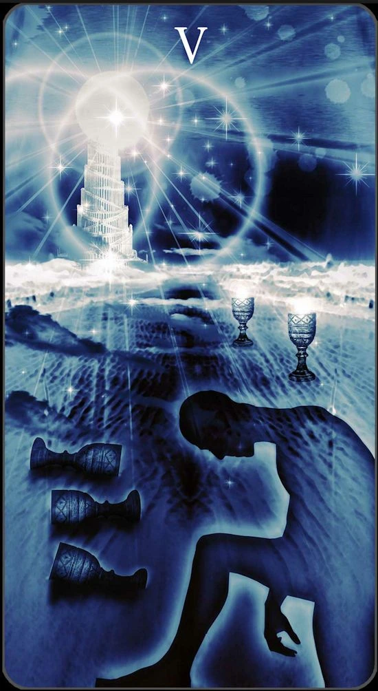 Five of Cups card from the Healing Light Tarot deck gallery