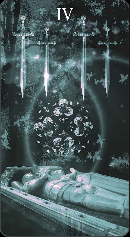 Four of Swords card from the Healing Light Tarot deck gallery