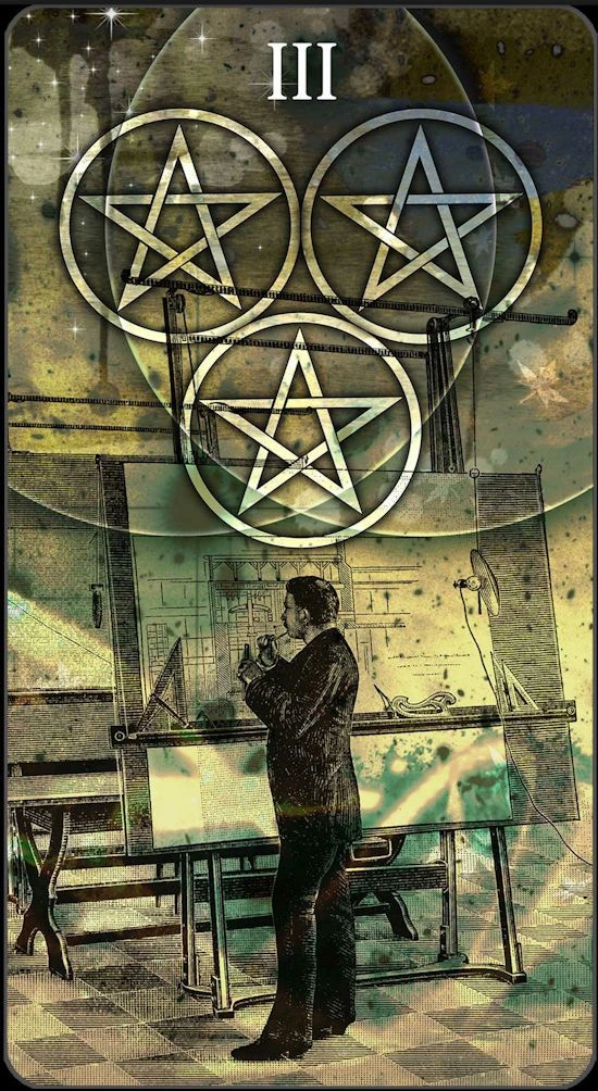 Three of Pentacles - Healing Light Tarot - Tarot Deck by Christopher Butler