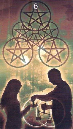 Six of Pentacles card from the Healing Light Tarot deck gallery