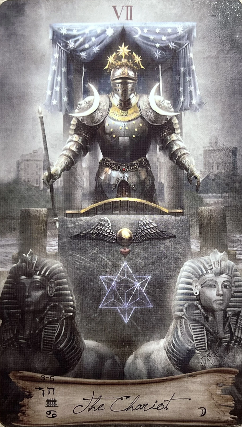The Chariot card from the Heaven and Earth Tarot deck