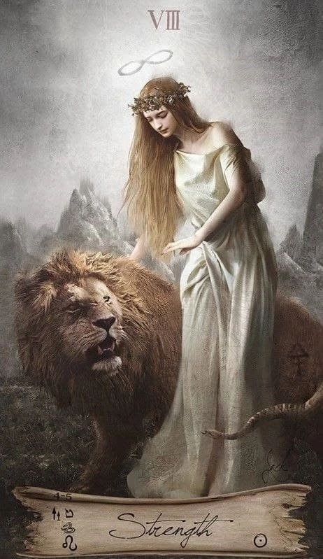 Strength card from the Heaven and Earth Tarot deck
