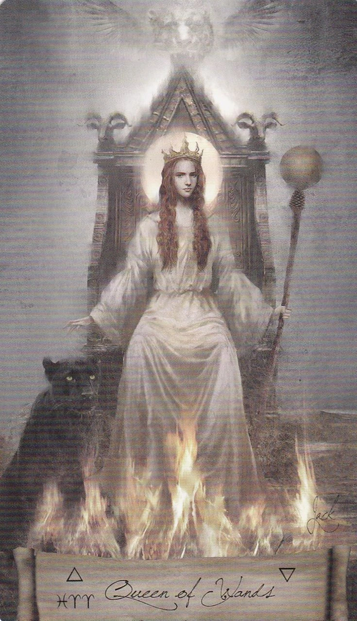 Queen of Wands card from the Heaven and Earth Tarot deck