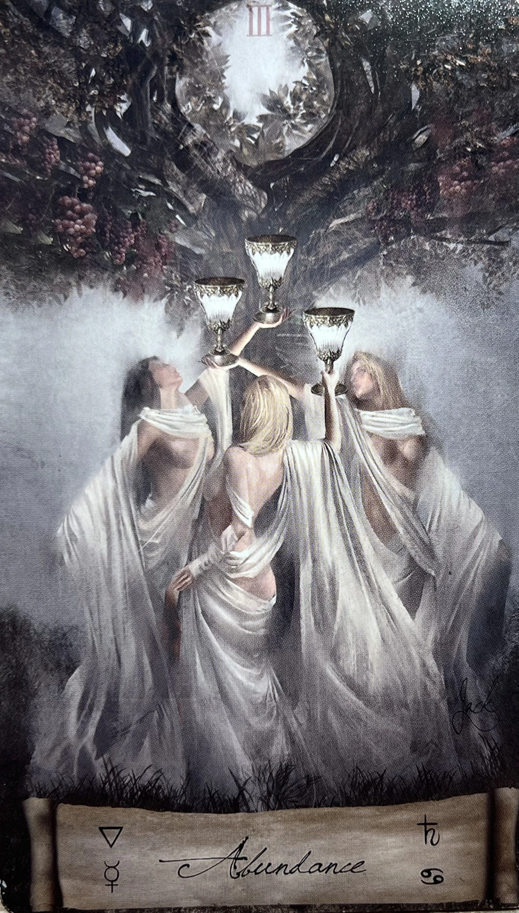 Three of Cups card from the Heaven and Earth Tarot deck