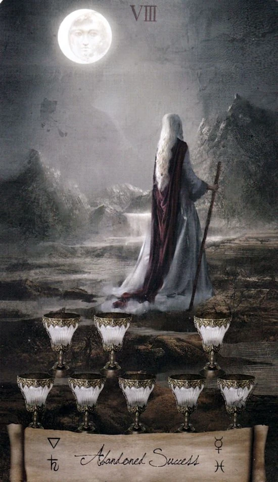 Eight of Cups card from the Heaven and Earth Tarot deck