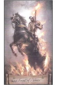 Knight of Wands card from the Heaven and Earth Tarot deck gallery