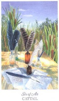 Six of Air card from the Herbcrafters Tarot deck