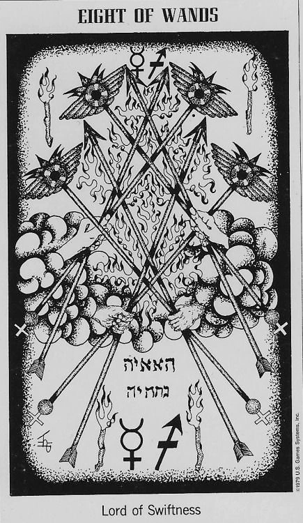 Eight of Wands card from the Hermetic Tarot deck