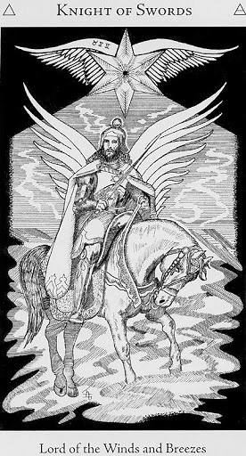 Knight of Swords card from the Hermetic Tarot deck