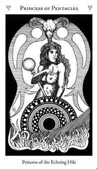 Princess of Pentacles (Coins) card from the Hermetic Tarot deck