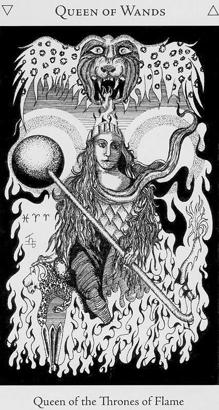Queen of Wands card from the Hermetic Tarot deck