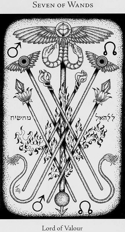 Seven of Wands - Hermetic Tarot - Tarot Deck by Godfrey Dowson