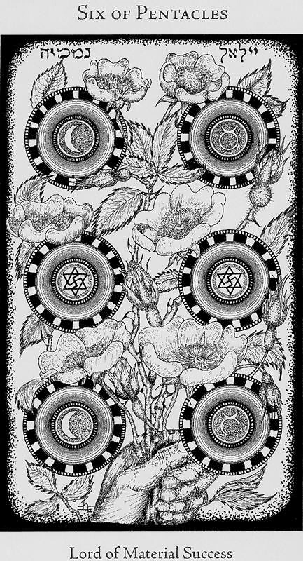 Six of Pentacles (Coins) - Hermetic Tarot - Tarot Deck by Godfrey Dowson