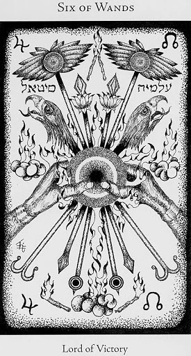 Six of Wands card from the Hermetic Tarot deck