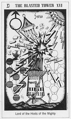 The Blasted Tower card from the Hermetic Tarot deck