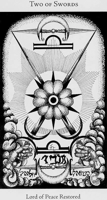 Two of Swords card from the Hermetic Tarot deck