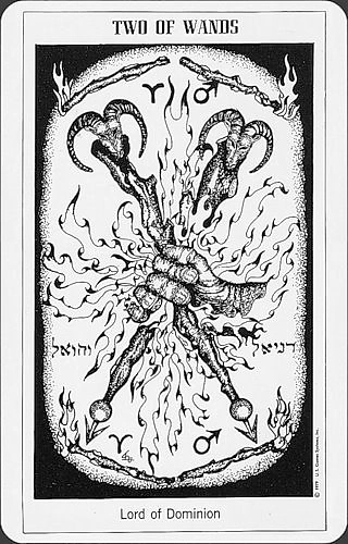 Two of Wands card from the Hermetic Tarot deck