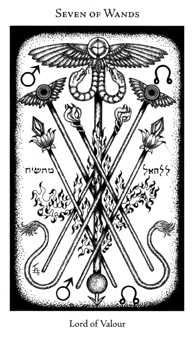 Seven of Wands card from the Hermetic Tarot deck
