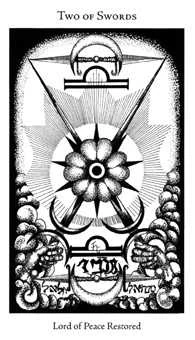 Two of Swords card from the Hermetic Tarot deck