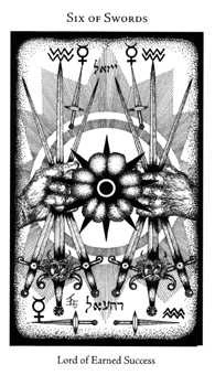 Six of Swords card from the Hermetic Tarot deck