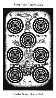 Seven of Pentacles (Coins) card from the Hermetic Tarot deck