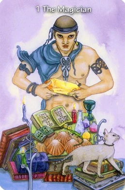 The Magician card from the Hezicos Tarot deck