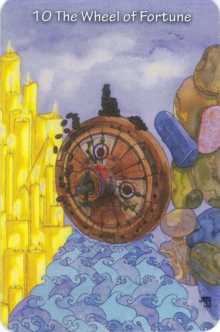 Wheel of Fortune card from the Hezicos Tarot deck
