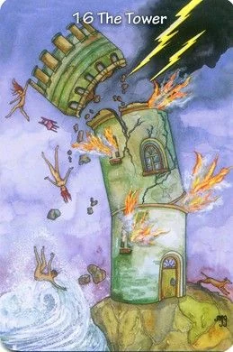 The Tower card from the Hezicos Tarot deck