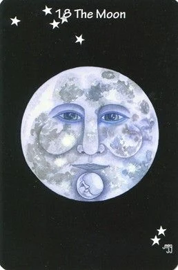 The Moon card from the Hezicos Tarot deck