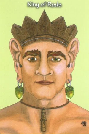 King of Rods card from the Hezicos Tarot deck