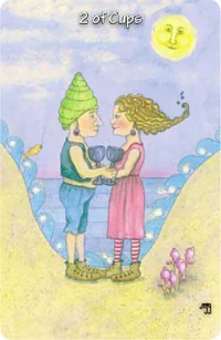 Two of Cups card from the Hezicos Tarot deck