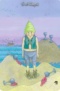 Five of Cups card from the Hezicos Tarot deck