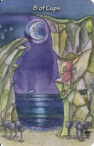 Eight of Cups card from the Hezicos Tarot deck