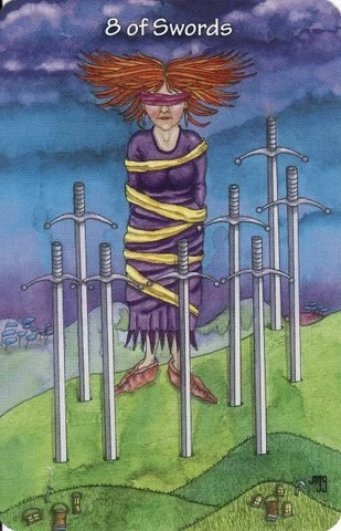 Eight of Swords card from the Hezicos Tarot deck