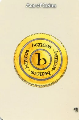 Ace of Coins card from the Hezicos Tarot deck