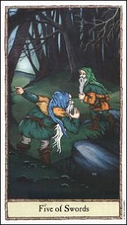 Five of Swords - Hobbit Tarot - Tarot Deck by Peter Pracownik & Terry Donaldson