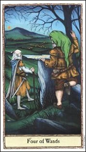 Four of Wands - Hobbit Tarot - Tarot Deck by Peter Pracownik & Terry Donaldson