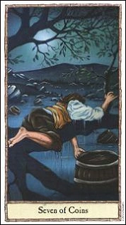 Seven of Coins card from the Hobbit Tarot deck