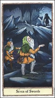 Seven of Swords card from the Hobbit Tarot deck