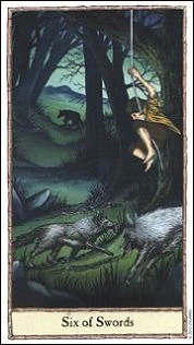 Six of Swords - Hobbit Tarot - Tarot Deck by Peter Pracownik & Terry Donaldson